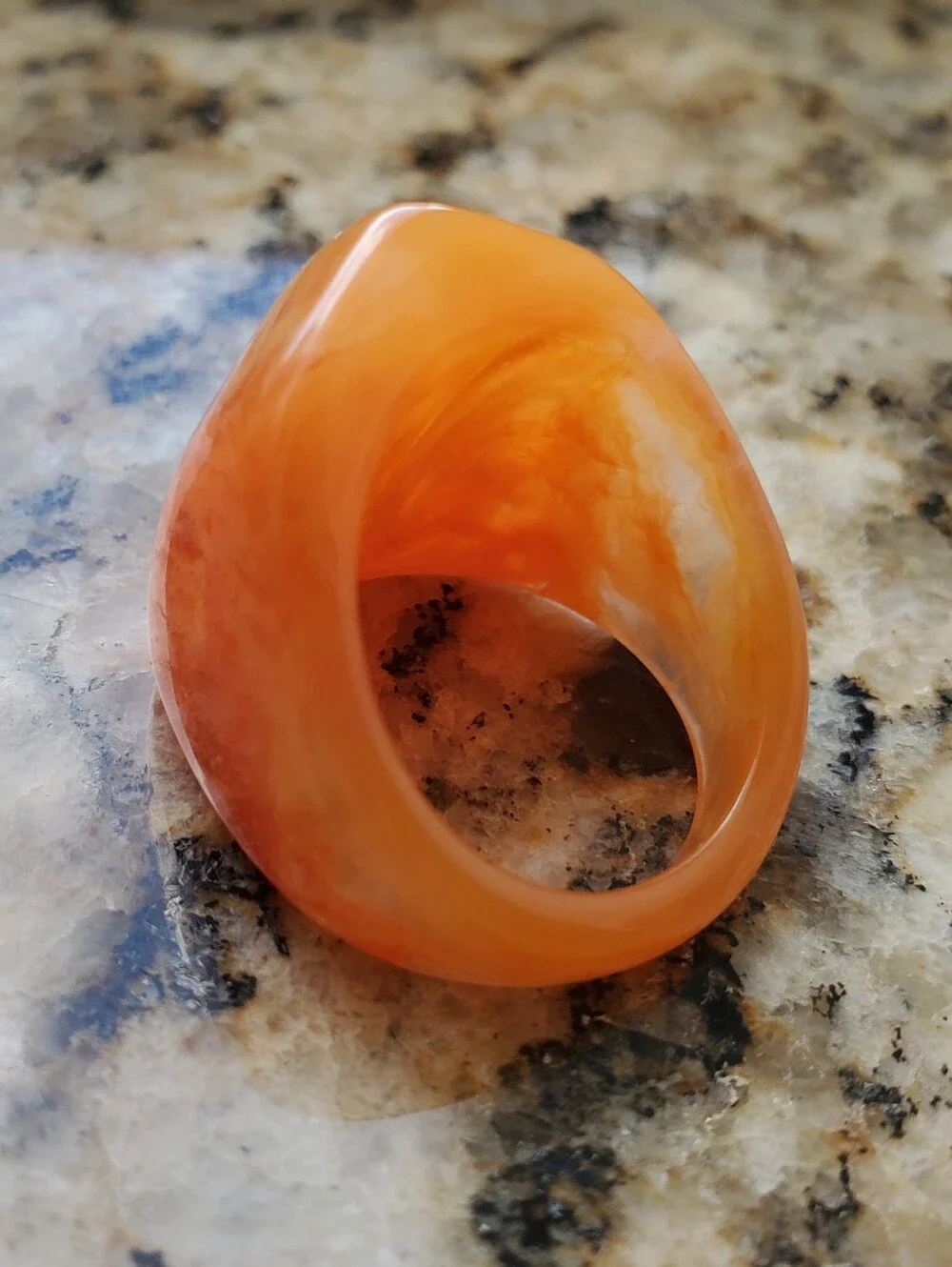 Bold Orange Resin Statement Ring